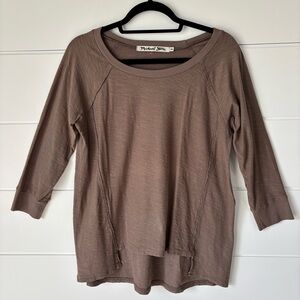 Michael Stars High Low Cotton Slub 3/4 Sleeve Tunic Top